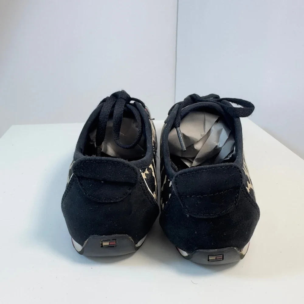 Tommy Hilfiger TWPRINCESS Sneakers Womens 7M Black Pink Monogram Logo Lace Up